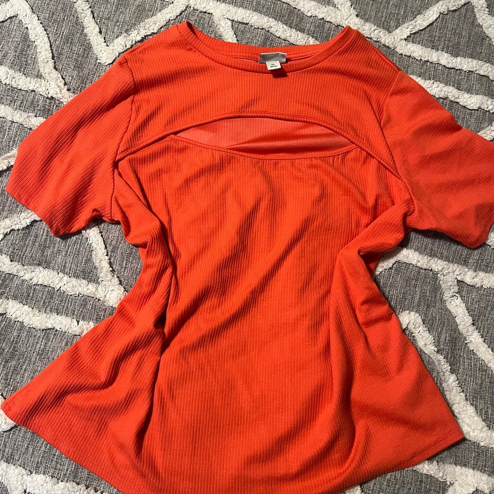 Ava & Viv Vibrant Orange Short Sleeve Top